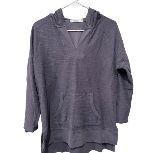 Mododoc Los Angeles Gray Pop Over Tunic Top Jersey Knit Size S Oversized Relaxed - Picture 2 of 9